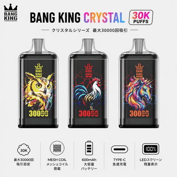 Bang King Crystal 30K 商品画像 Bang King Crystal 30K|単一フレーバー・最大30000回吸引・クリスタルデザインVAPE